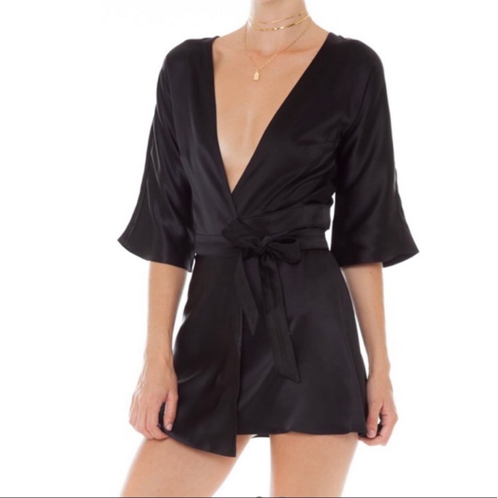 Ayai Black Persephone Silk Wrap Dress